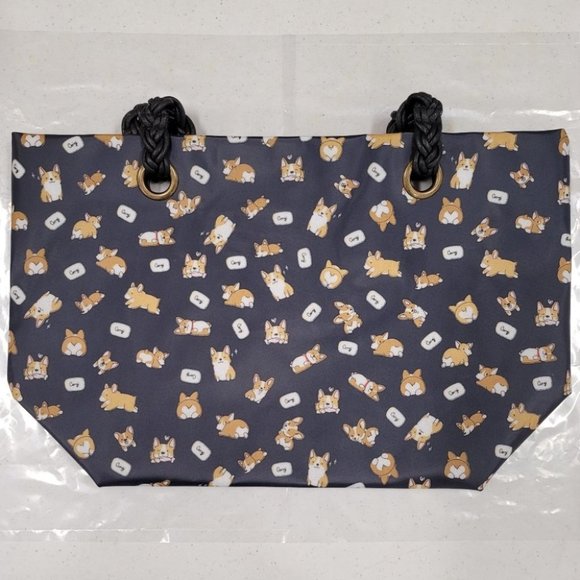 Waterproof Corgi Woven Tote Shoulder Bag - Picture 6 of 15